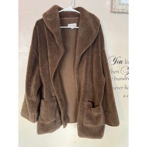 Koolaburra by UGG Women's XL Cozy Sherpa Fleece Open Front Cardigan Jacket Brown